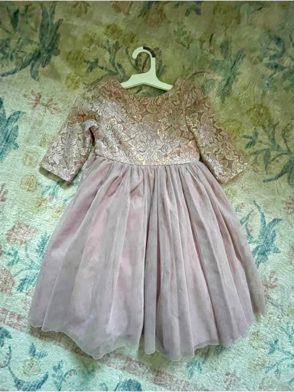 Girls' Pink Lace & Tulle Party Dress